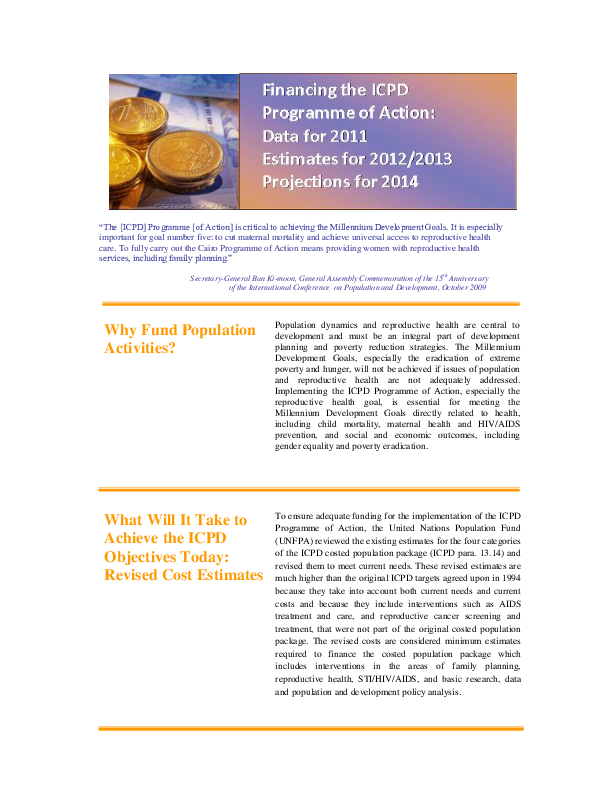 Financing the ICPD Programme of Action 2013