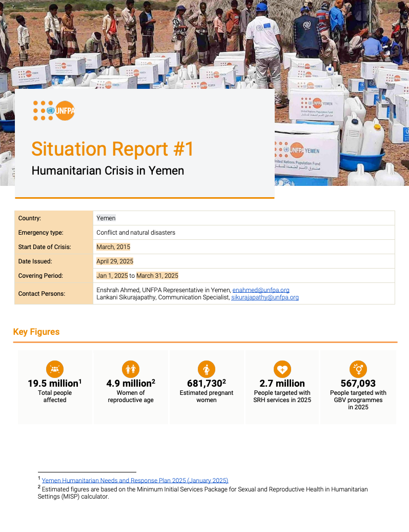 UNFPA Yemen Situation Report #1 - March 2025