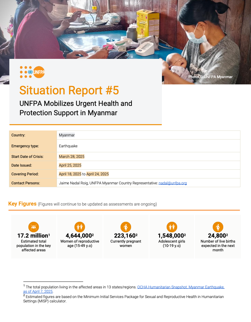 UNFPA Myanmar Situation Report #5 - April 2025