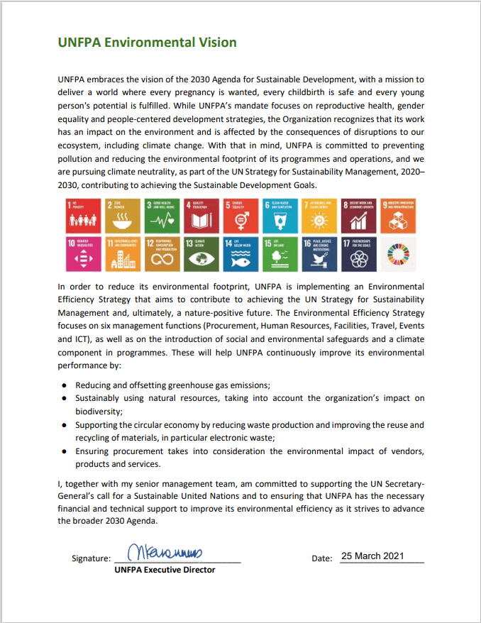 Resource cover image of UNFPA environmental vision document
