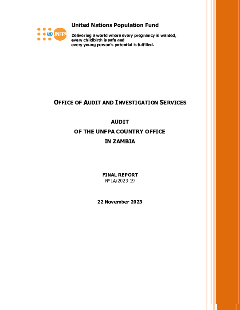 Audit of the UNFPA Country Office in Zambia