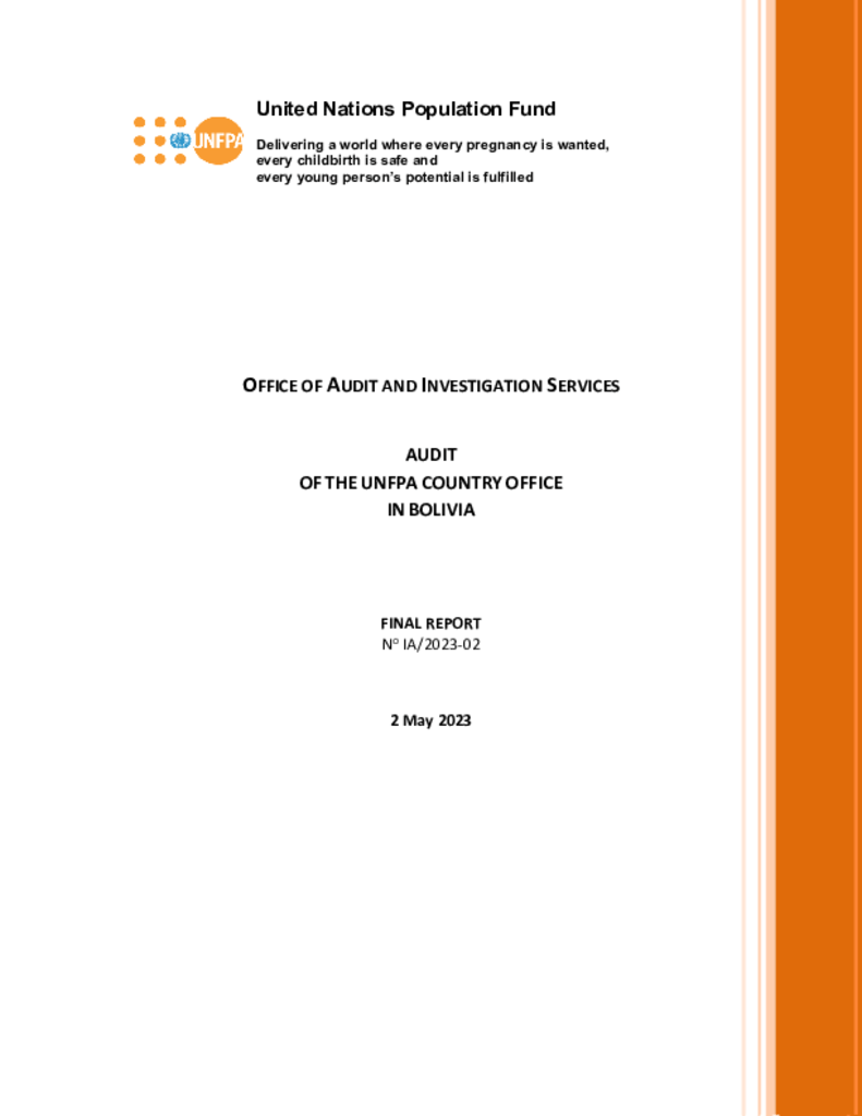 Audit of the UNFPA Country Office in Bolivia
